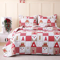 JSD 2 Pcs Kids Christmas Quilt Set Twin Size, Patchwork Christmas Bedding, Soft Microfiber Bedspread Coverlet Holiday Quilted Blanket