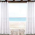 Lush Decor Farmhouse Textured Grommet Sheer Indoor/Outdoor Window Curtain Panel, 50"W x 84"L, Bleach White