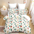 Christmas Duvet Cover Queen Size Green Christmas Tree Bedding Set 3 Pcs Kids Boys Girls Xmas Deer Pattern Comforter Cover with Zipper Closure (No Comforter)