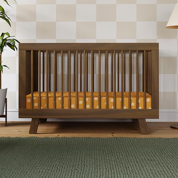 babyletto Hudson 3-in-1 Baby Crib Convertible to Toddler Bed & Daybed - GREENGUARD Gold Certified - 4 Adjustable Heights - Made of 100% Solid Wood - Includes Toddler Conversion Kit - Natural Walnut