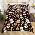 Feelyou Merry Christmas Duvet Cover Full Size Gingerbread Man Snowman Comforter Cover for Boys Girls Candy Cane Bell Xmas Decor Bedding Set 3Pcs Reversible Xmas Decor Room Decor