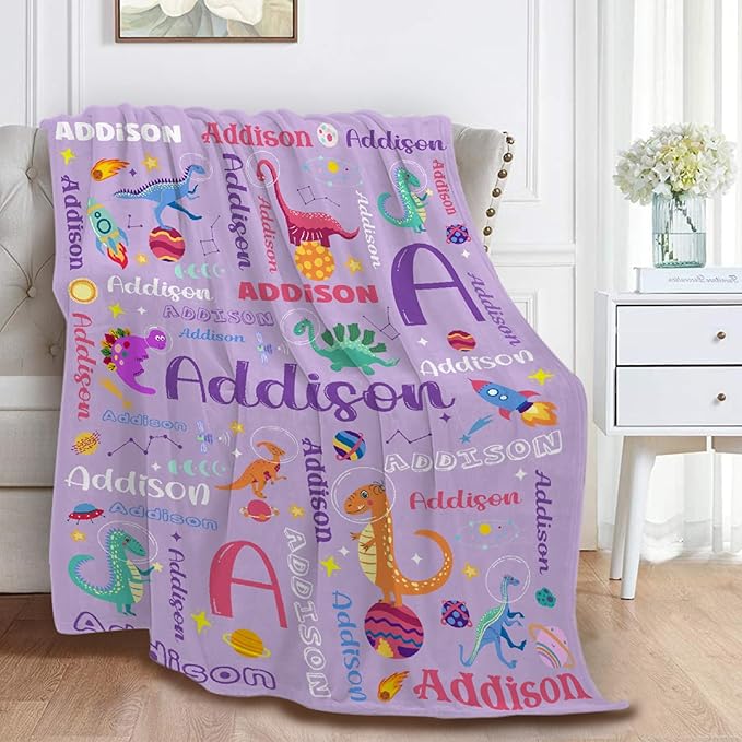 Custom Dinosaur Astronaut Blanket Gifts for Girls Boys Women - Super Soft Cozy Warm Throw Sheet for Couch Bed Sofa Office Decor All Season 50"x60" for Teens