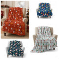 Buryeah 4 Pack Christmas Throw Blankets Bulk Snowman, Igloo, Santa Claus, Bells, Xmas Tree Soft Cozy Christmas Plush Flannel Blanket for Sofa, Bed, Couch, Home Decor Xmas Supplies, 40 x 50 Inches