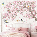 decalmile Large Cherry Blossom Tree Branch Wall Stickers Pink Floral Birds Wall Decals Baby Nursery Bedroom Living Room Home Decor