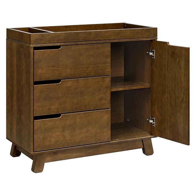 Babyletto Hudson Changing Table Dresser Combo w/Removable Tray - GREENGUARD Gold Certified 3-Drawer Baby Dresser with Table Top & Side Cabinet - Diaper Changing Station for Nursery, Easy to Assemble