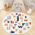 ABC Round Rug,6ft,Children's Educational Learning Area Rug, Colorful Alphabet Kindergarten Area Rug, Soft Fluffy Faux Cashmere Baby Crawling Mat for Living Room, Bedroom, Children's Room
