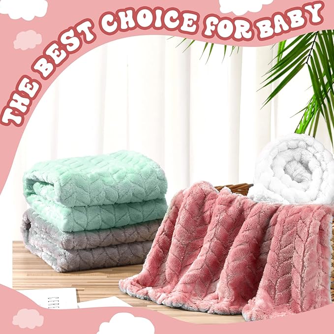 Frienda 4 Pcs Baby Fuzzy Blanket Fluffy Baby Blanket for Boys Girls Soft Warm Infant Newborn Toddler Receiving Nursery Bed Supplies, 32 x 24 Inch(Cute Color)