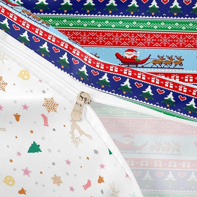 Christmas Duvet Cover Cartoon Santa Claus Deer Bedding Set for Kids Boys Girls Teens Room Decor Christmas Tree Comforter Cover Set Exotic Ethnic Pattern Bedspread Cover 2Pcs Zipper Toddler Size