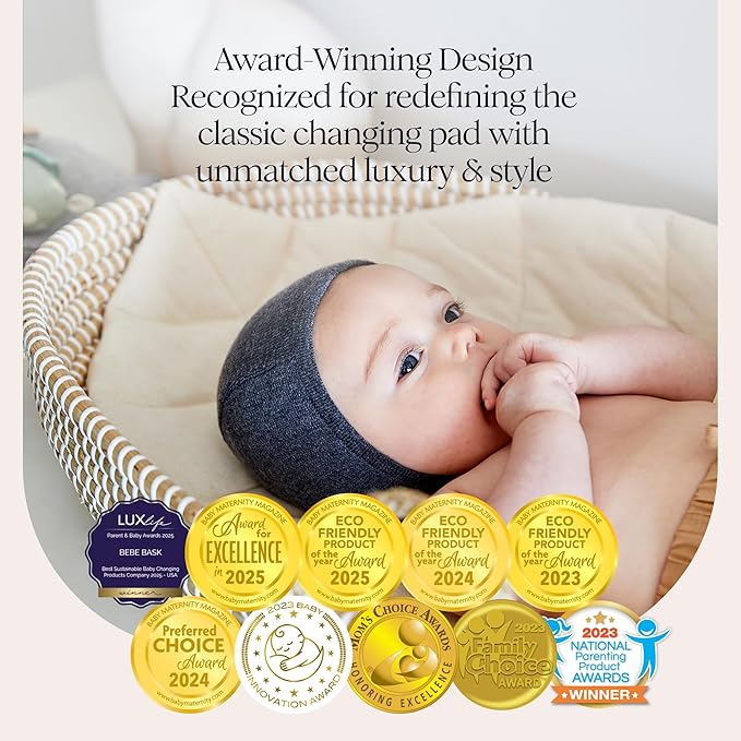 BEBE BASK Premium Baby Changing Basket - Artisan-Crafted Seagrass - Rope Handles - Changing Basket for Baby Dresser - All Accessories Included - Complete Set for Nursery (Natural)