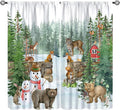 Woodland Animal Curtains, Watercolor Squirrel Hare Bear Bird Pattern Blackout Window Treatments, Rod Pocket Thermal Insulated Drapes 2 Panel Sets for Kids Bedroom Nursery Classroom, 42" W X 45" L