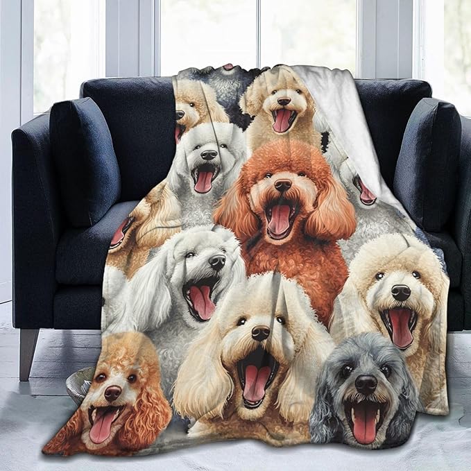 Poodle Golden Doodle Blanket Goldendoodle Throw Blankets for Girls Boys Soft Warm Fleece Flannel Poodle Animal Throws Gifts for Men Women Cozy Fuzzy Poodles Plush Stuffed Bed Bedding Decor 50"x40"