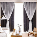 Kinryb Kids Blackout Curtains for Bedroom/Living Room/Classroom, Sheer Overlay 2 Free Tiebacks, Double Layer Curtains with Star Cutout for Kids Room(Each Piece W 70 x L 72 Inches 2 Pcs Chocolate)