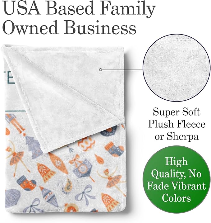 Custom Nutcracker Ballet Blanket - Ships Next Day, Printed in USA - Plush Fleece Sofa Throw, Holiday Home Decor, Soft Christmas Bedding, Customizable Ballet Themed (Sherpa 60x80)