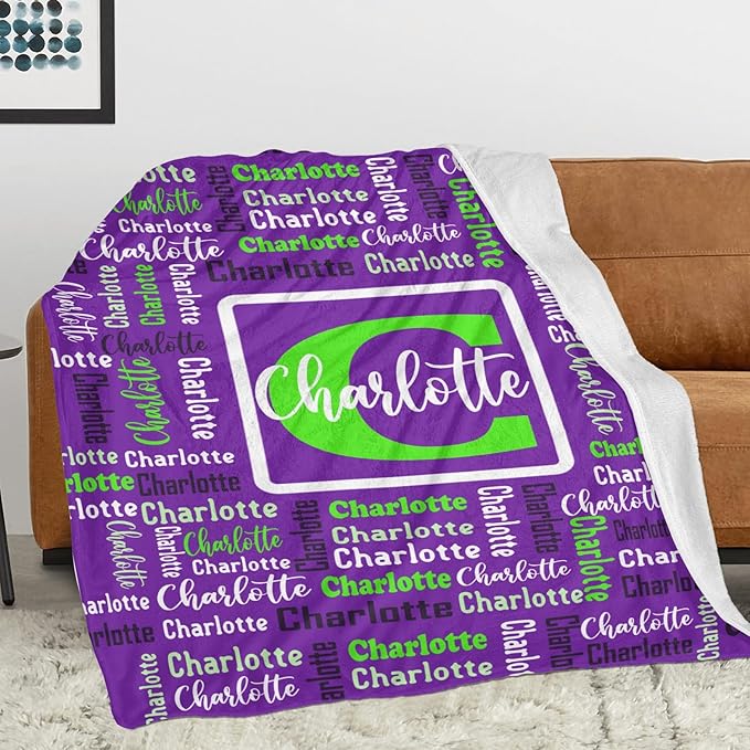 Dr.TOUGH Name Blanket Personalized Blanket for Adult Kids Flannel Customized Personalized Blankets and Throws