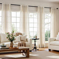jinchan Ecru Natural Linen Blend Curtains 90 Inches Length for Living Room Divider Sliding Door Farmhouse Rod Pocket Back Tab Light Filtering Drapes Lightweight Curtains for Bedroom 4 Panels