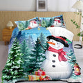 LUVIVIHOME 3PCS Merry Christmas Comforter Set Full Size, Cute Funny Snowman Bedding, Winter Snowflake Pine Tree Christmas Bedroom Decor for Kids Boys Girls Teens Toddler, Xmas Gifts, 2 Pillow Shams