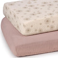 lulumoon Mini Crib Sheets Muslin: Soft Cotton Fitted Mini Crib Mattress Sheets for Boys and Girls 2Pack