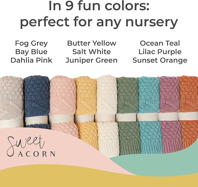 Knit Baby Blanket in Elegant Pattern, Organic Cotton Blankets for Crib or Stroller, Receiving Blankets - Salt White