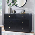 Fluted Dresser for Bedroom, 47" Black 6 Drawer Dressers, Wood Tall Dresser Storage Organizer, Modern Chest of Drawers with Deep Storage for Closet Hallway, Entryway, Living Room, Black