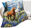 Horse Blanket Horses Decor Throw Blanket Super Soft Flannel Lightweight Fluffy Plush Fuzzy Fleece Animals Blanket Gifts for Horse Lover Girl Woman Boys Kids Adults Man for Bed Sofa 40"X50"