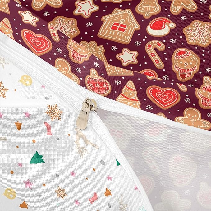 Christmas Duvet Cover Boys Christmas Gingerbread Man Bedding Set for Kids Teens Ultra Soft Snowflake New Year Comforter Cover Set Xmas Theme Bedspread Cover Room Decor Toddler Size Bedclothes Zipper
