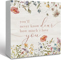 Wildflower Nursery Decor Wooden Sign Desk Decor, Boho Floral Nursery Decorative for Baby Girl Room, You'll Never Know Dear How Much I Love You Sign Shelf Desk Decorative 5x5 Inch
