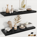 Fun Memories Deep Floating Shelves, 36" W x 12" D Wood Floating Shelves for Wall, 2 Pack Extra Deeper & Thicker Wall Mounted Storage Shelf for Living Room Laundry Room Kitchen Home Office, Black