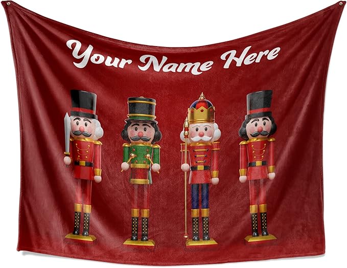 Personalized Nutcracker Gift | Christmas Blanket | Sherpa Plush Sofa Throw | Christmas Throw | Holiday Decor | Nutcracker Figure | Fuzzy Christmas Blankets | Super Soft Blanket (Sherpa 50x60)