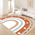 Machine Washable Rainbow Rugs Bedroom Fluffy Plush Soft Area Rugs Star Rainbow Patterns Living Room Non-Slip Indoor Flooring Kids Girls Boys Home Decor Aesthetics 3x4ft