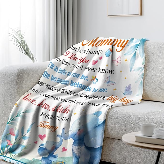 New Mom Gifts for Women, New Mom Blanket, Mother to be Gifts for 1st Time, First Pregnancy Gifts for Christmas Thanksgiving for Mother, Flannel Throw Blanket for Sofa Couch Bed 50"x60"