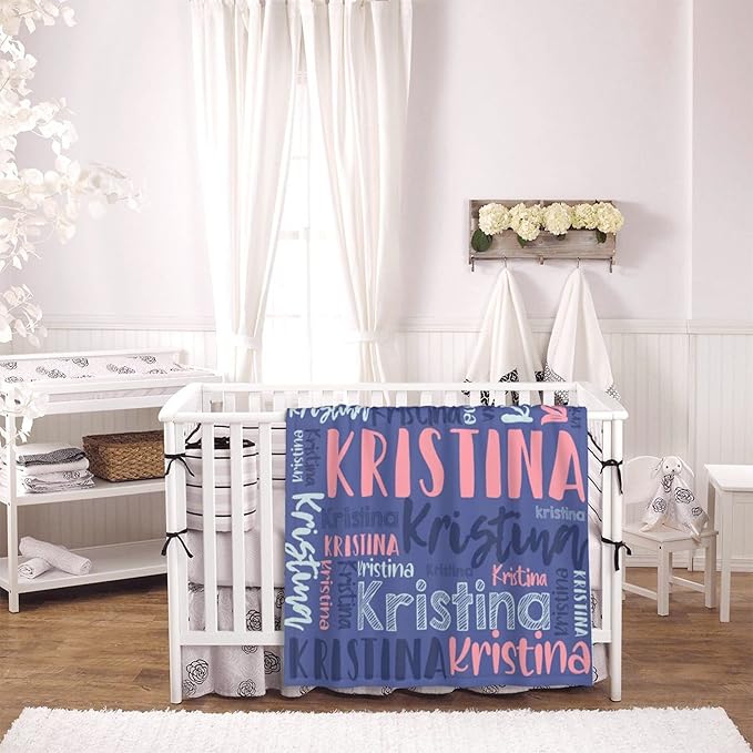 Dr.TOUGH Personalized Blankets with Name Customized Baby Blankets for Girls Boys Adults Monogrammed Blankets and Throws Christmas Birthday Mothers Fathers Valentines Day Gift (Dark Blue,30''×40'')
