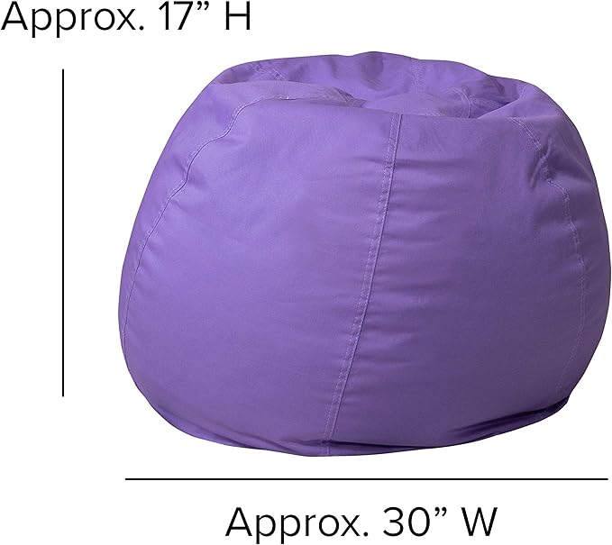 EMMA + OLIVER Small Solid Purple Bean Bag Chair for Kids and Teens