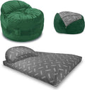 CordaRoy's NEST Adult Gaming Bean Bag Chair-Convertible Bean Bag Chair -Washable Chenille Cover with Pockets-for Living Room,Basement-Full Size-Rainforest|Made in The USA