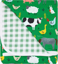 Little Sleepies Cloud Blanket, Soft Viscose from Bamboo Toddler & Baby Blanket for Boys & Girls, Lightweight, Perfect for Hot Sleepers, 50" x 50", Large (Green Farm Animals)