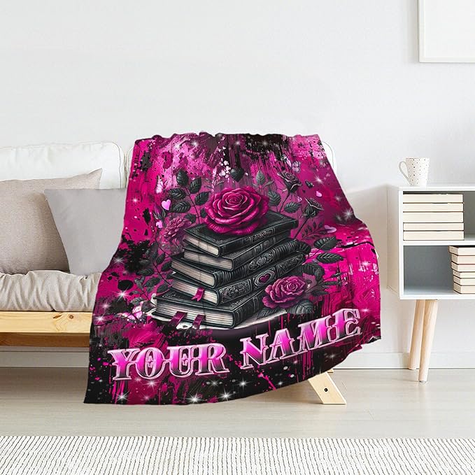 Personalized Book Lovers Gifts for Girls - 40" x 50" Reading Blanket Decor for Kids - Plush Soft Flannel Throw for Birthday