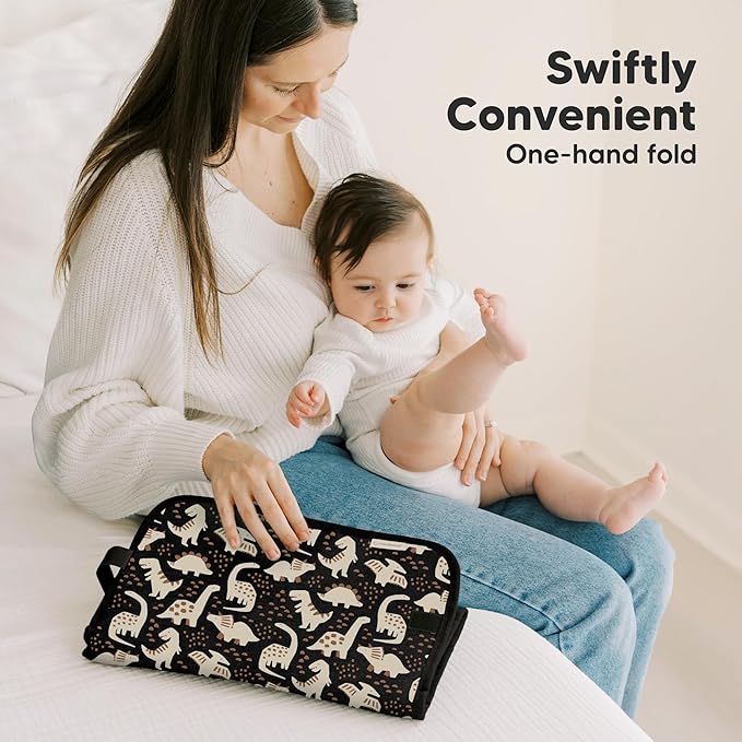 KeaBabies Portable Diaper Changing Pad, Easy Wipe Clean - Foldable Waterproof Baby Changing Mat for Diaper Bag, Compact, Lightweight, 25x13 Newborn, Infant, Baby Changer Travel Essential (Pixel)