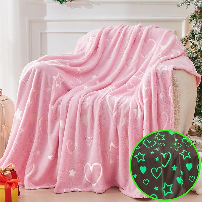 inhand Glow in The Dark Stars Blanket for Girls Boys Cute Kids Throw Blanket Funny Space Moon Galaxy Blanket Gaming Room Decor Toys Birthday Gifts Ideas Stuff for 1-10 Years Old (40"x60" Grey)
