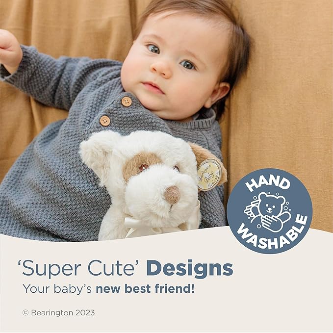 Bearington Lil' Spot Dog Loveys for Babies - 15" Soft and Cuddly Baby Security Blanket with Satin Trim - Adorable Puppy Snuggler Comfort Toy and Snuggle Buddy for Newborns, Nurseries, and Gifts