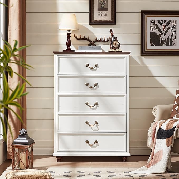 Bedroom Dresser Sets, 54" Wide 7 Drawers Dresser and 45" Tall 5 Drawers Dresser, Wooden 2 Piece Bedroom Furniture Set, Chest of Drawer for Bedroom, Home, Living Room, Hallway, White