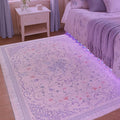 Pastel Purple Rug for Bedroom Dorm Kids Play Room - Light Lavender Blue Pink 5x7 Washable Whimsical Fairy Bow Floral Fun Area Rug for Girls Room Nursery Toddler