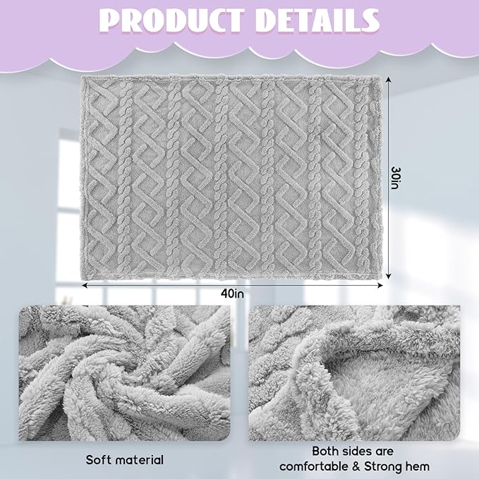 VitalCozy 4 Pcs Soft Fleece Baby Blankets Set 30" x 40" 3D Plush Warm Nursery Swaddling Bed Blanket Little Boys Girls Infant Toddlers and Newborn Receiving Gifts Blankets(Purple Set)