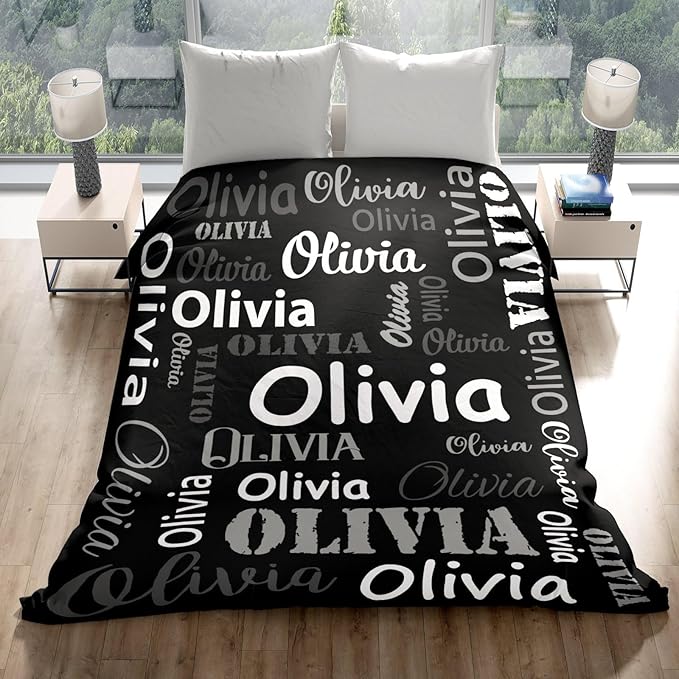 Gudina Personalized Name Blankets and Throws, Custom Blanket with Name, Personalized Christmas Blanket Gifts for Women Men