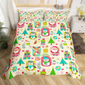 Christmas Comforter Cover Cartoon Santa Claus Snowman Flower Bedding Set Cute Penguin Deer Duvet Cover for Children Boys Girls Microfiber Gift Boxes Bedspread Cover Room Decor Bedclothes Toddler Size