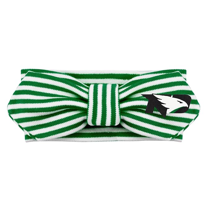 Creative Knitwear North Dakota Fighting Hawks Infant Girls Kelly/White Striped Hair Knot Headband Embroidered Logo - Size Newborn - 4T