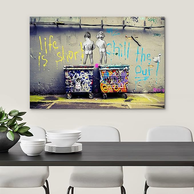 SIGNWIN Canvas Wall Art Banksy Canvas Prints Home Artwork Decoration for Living Room,Bedroom - 16x24 inches