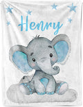 Ship Next Day, Personalized Baby Blanket for Boys Girls, Custom Elephant Blanket with Name, Newborn Receiving Blankets for Swaddle Toddler, Baby Shower Birthday Kids Blankets Unisex
