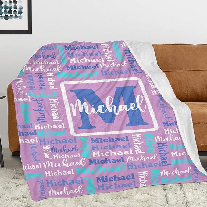 Dr.TOUGH Name Blanket Personalized Blanket for Adult Kids Flannel Customized Personalized Blankets and Throws