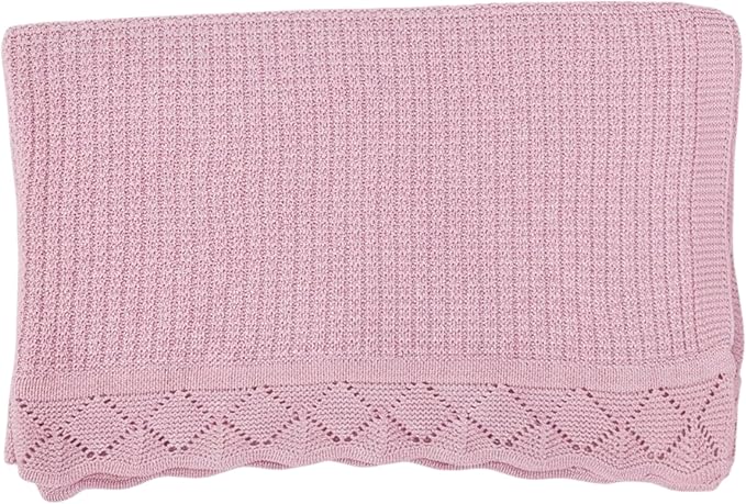 Baby Knit Blanket, 100% Cotton Waffle Patterns, Soft, Cozy, Lightweight Swaddle for Newborn & Infant Swaddling Beige Neutral, Perfect Baby Shower Ideas Pink 30x40