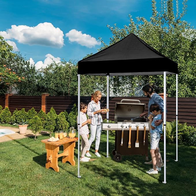EAGLE PEAK 5x5 Pop Up Canopy Tent Instant Outdoor Canopy Easy Set-up Straight Leg Folding Shelter, Black