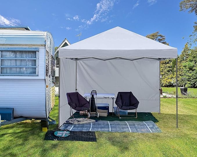 ABCCANOPY Easy Pop up Canopy Tent with 2 Sidewalls for Outdoor Sun Blocking or Rain Protection,10x10, White